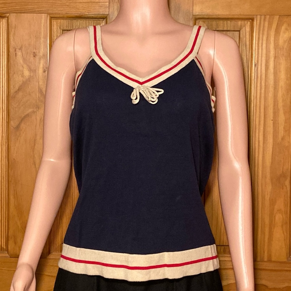 NWOT Kathy Ireland Vintage 90s Tank Top Blue Tan Red Size XL Extra Large
